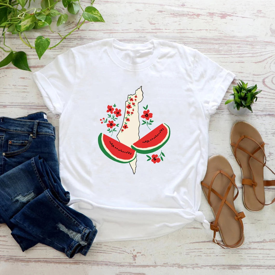 This Is Not A Watermelon T-Shirts Funny Watermelon Women Tshirt Short Sleeve Graphic T Shirts Female Clothing Streetwear Tops