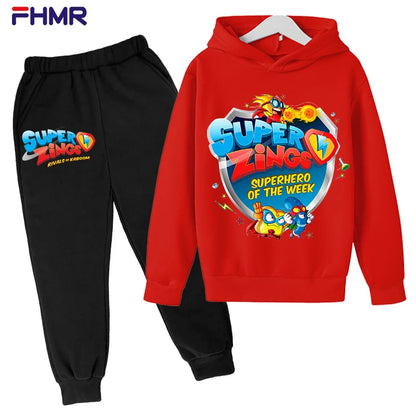 Super zings 4-14Y Kids Boys Hoodies+Pants Sets New Autumn Baby Tops Clothing Toddler Casual Sweatshirt Suit Children Clothes