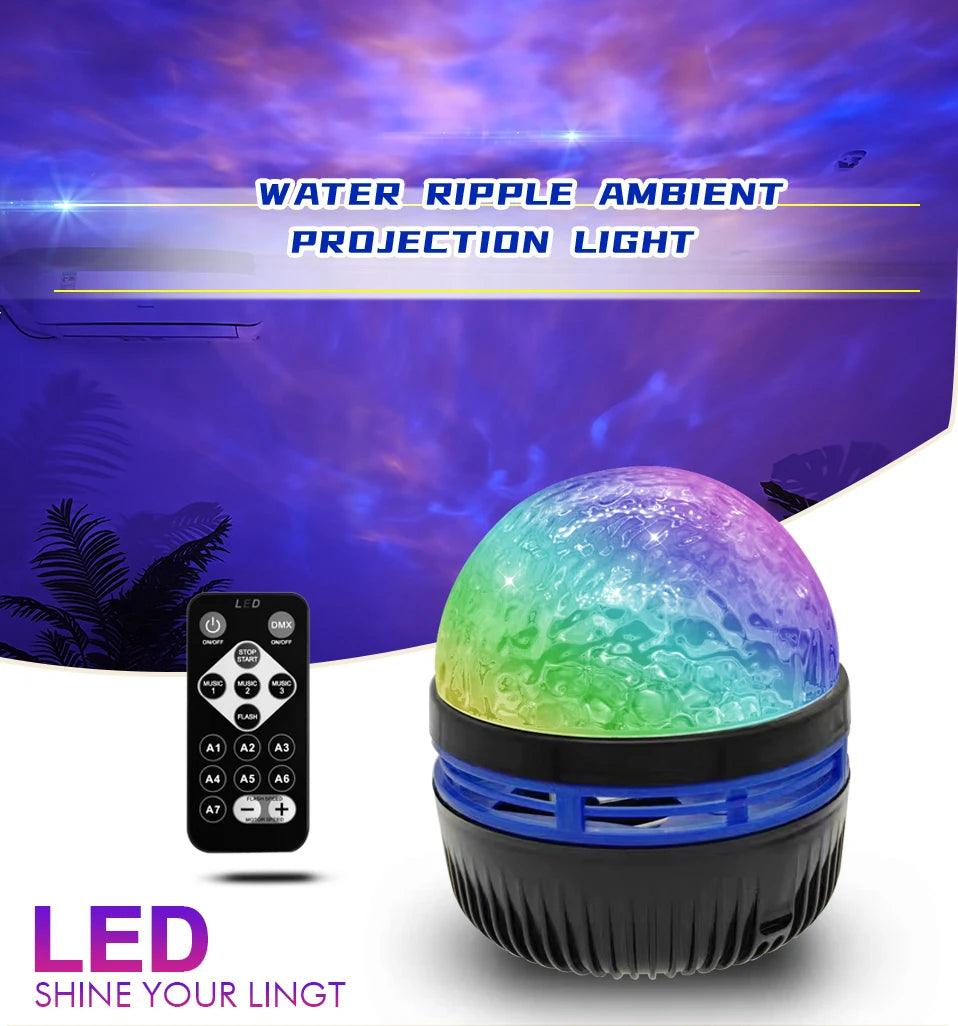 LED Starry Galaxy Projector Light RGB Smart Remote Control Star Aurora Lamp KTV USB Powered Auto Rotating for Home Bedroom Decor