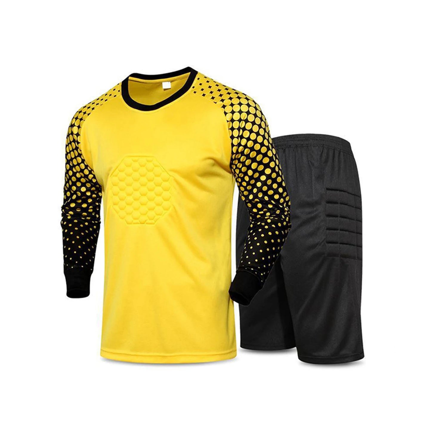 Kids Boys Soccer Training Suit Tracksuit Sponge Padded Protection Tops with Elastic Waistband Shorts Set for Football Goalkeeper