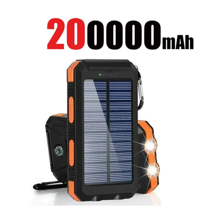 200000mAh Power Bank Fast Charging Outdoor Large Capacity External Battery Solar PowerBank Flashlight For iPhone Huawei Xiaomi