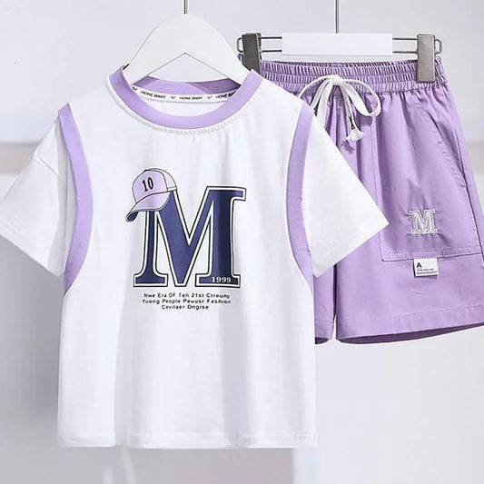 Summer Teenage Girls Clothes Set Children Letter Printed Tshirts and Shorts 2pcs Suit Kid Fashion Top Bottom Outfits Tracksuits