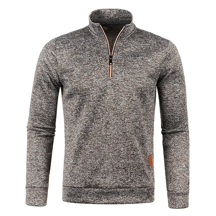 Solid Color Coat Men Autumn Winter Long Sleeve Zipper Stand Collar T-shirts for Men Pullover Top Sports Male