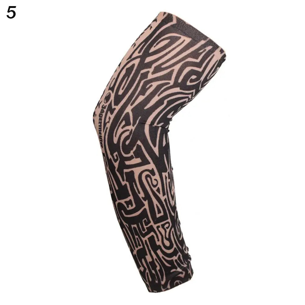 1Pcs New Flower Arm Tattoo Sleeves Seamless Outdoor Riding Sunscreen Arm Sleeves Sun Uv Protection Arm Warmers For Men Women