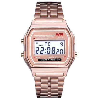 F91W Steel Strap Watches Women Watch Men Business Clock Multifunction LED Digtal Sports Wrist Watch Electronic Clock Electron wi