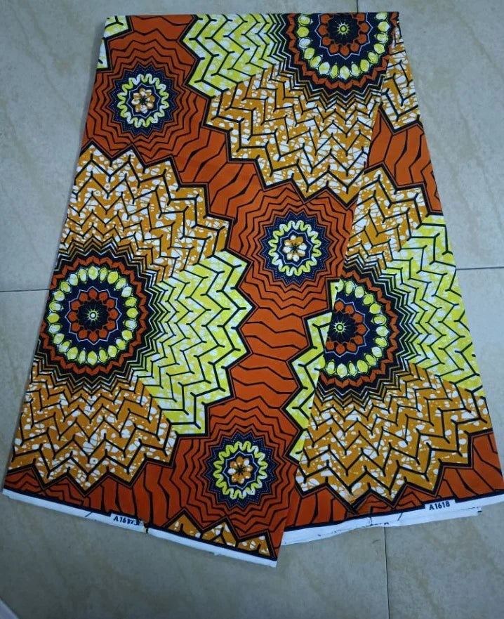 2024 New  Fabric 100% Original Real Ankara Fabric African Wax Fabric Block Print Batik Dutch Fabric 6yards For Party Dress