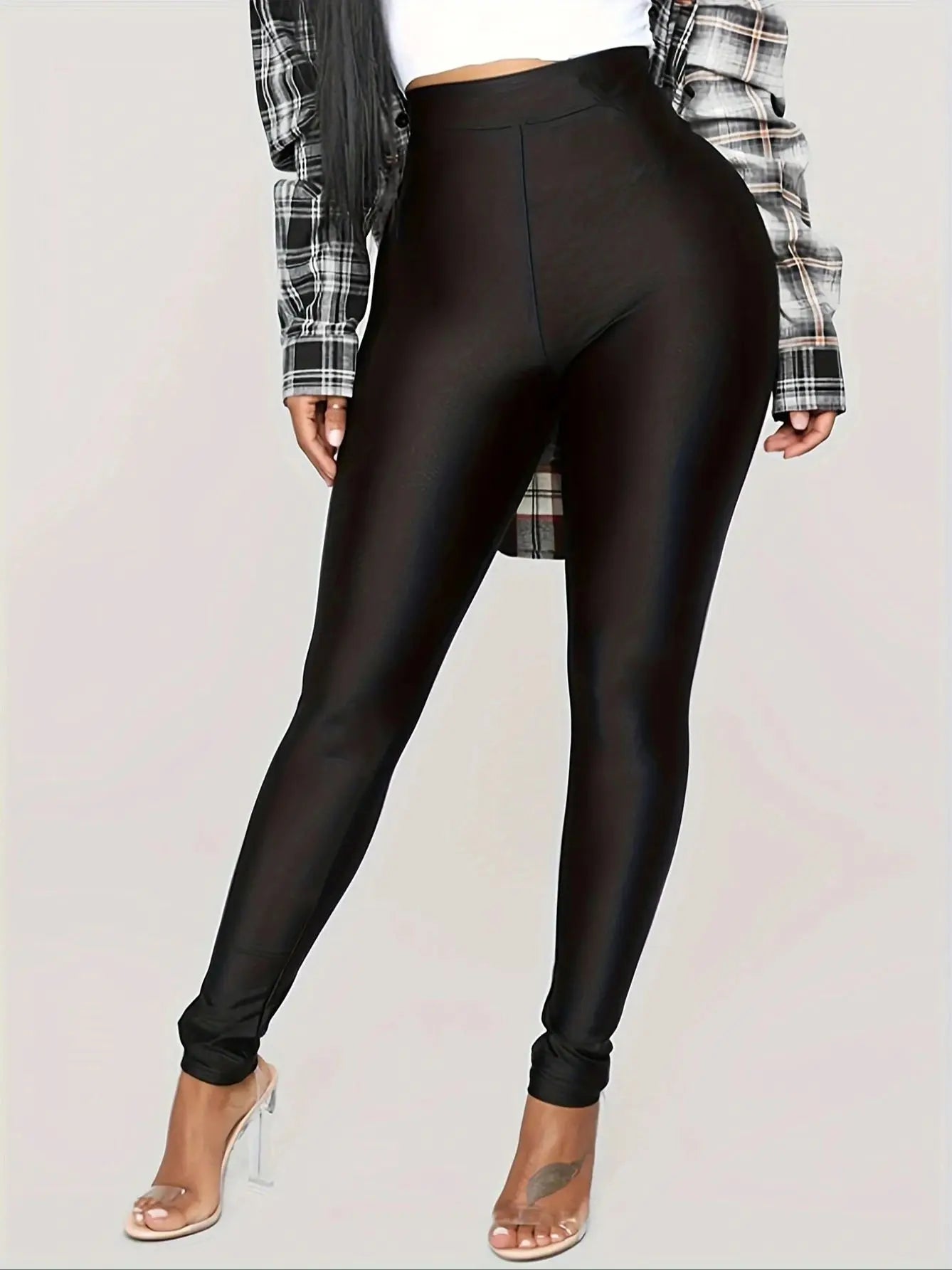 Explosive Women's Nylon Has Bright Size Black Glow-in-the-dark Leggings High Stretch Solid Color Plus Size Nine-point Pants