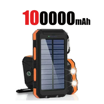 200000mAh Power Bank Fast Charging Outdoor Large Capacity External Battery Solar PowerBank Flashlight For iPhone Huawei Xiaomi