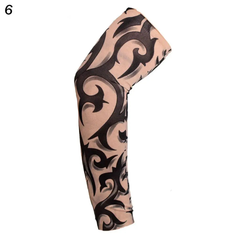 1Pcs New Flower Arm Tattoo Sleeves Seamless Outdoor Riding Sunscreen Arm Sleeves Sun Uv Protection Arm Warmers For Men Women