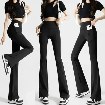 Flare Leggings High Waist Wide Leg Pants Women Gym Sports Yoga Pants Dance Trousers Retro All-match Streetwear Push Up Clothing