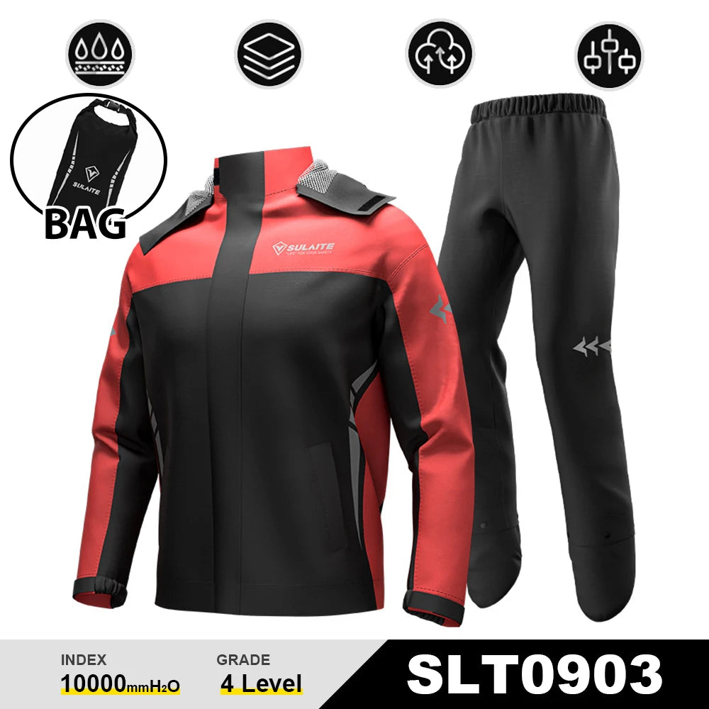 Waterproof Cycling Rain Suit Raincoat+Rain Pants Poncho Motorcycle Rain Jacket Motorbike Scooter Riding Rain Suit