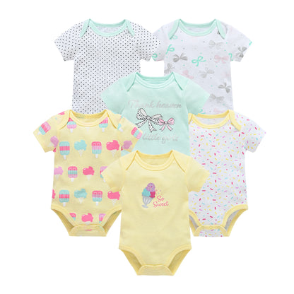 3/6 pcs a lot Baby Girls Clothes  pour nouveaux Cotton Short Sleeve Girl Bodysuit 0-12 Months Newborn Boys Clothing Toddler