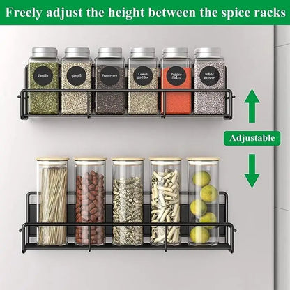 Magnetic Spice Rack Organizer for Refrigerator and Microwave Oven Metal Fridge Shelf for Kitchen