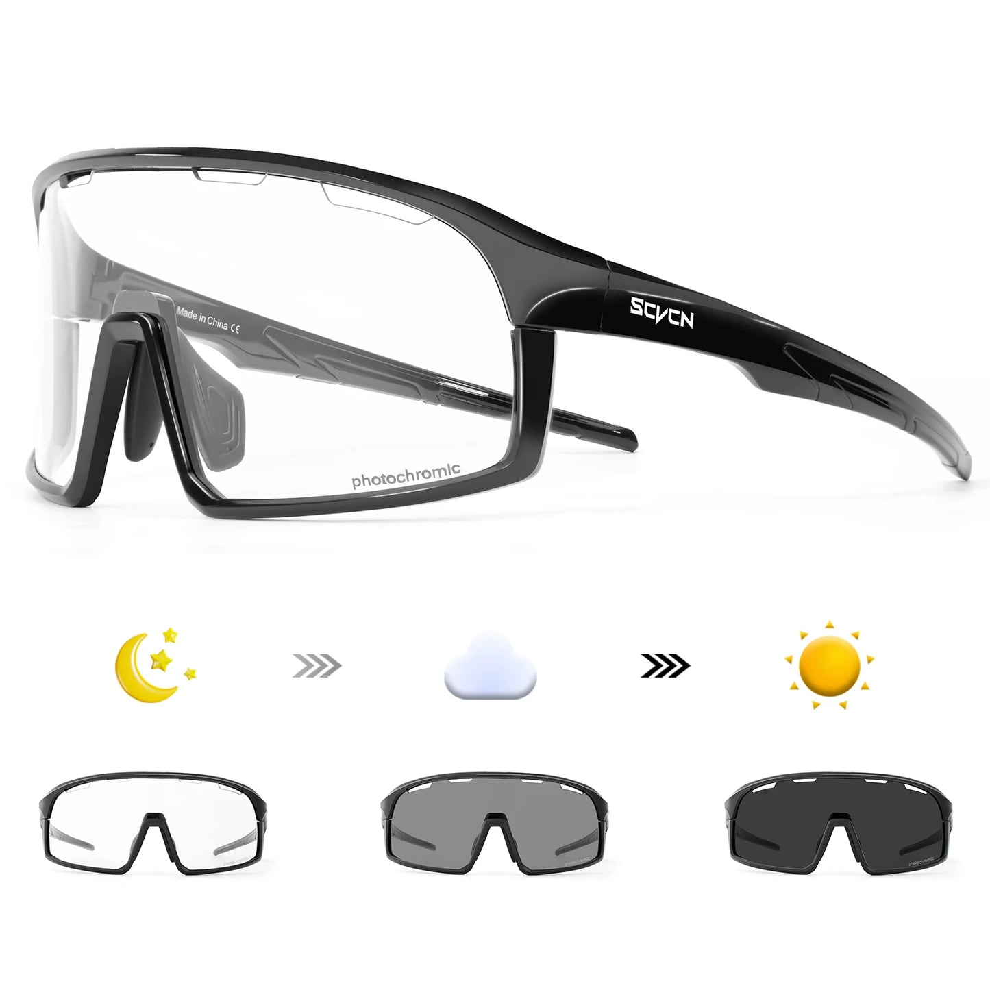 SCVCN NEW Cycling Glasses Men Bicycle Eyewear UV400 Cycling Sunglasses Gafas Ciclismo TR90 MTB Road Bike Sports Sunglasses