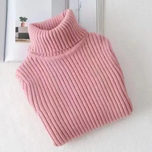 Baby Girls Winter Turtleneck Knitted Sweaters Clothes 2024 Autumn Children Boys Pullover Kids Knitwear