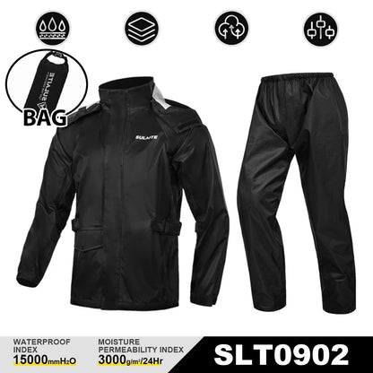 Waterproof Cycling Rain Suit Raincoat+Rain Pants Poncho Motorcycle Rain Jacket Motorbike Scooter Riding Rain Suit