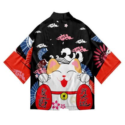 Japanese Cat Print Haori Kimonos Yukata Samurai Men Women Kimono Traditional Asian Clothes Harajuku Cardigan Shirt