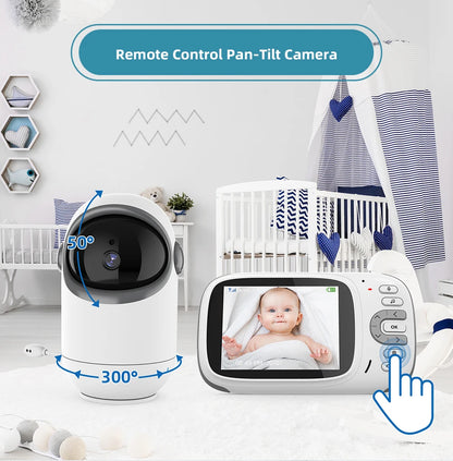 3.2 Inch Wireless Video Baby Monitor with Remote Pan Tilt Camera Two Way Intercom Auto Night Vision Kids Security Surveillance