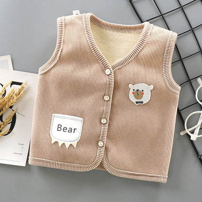 Kids Clothes Waistcoat Children's Vest  Boy Girl Thicken Velvet lining Keep Warm Jackets Vest Children's Clothing  Autumn Winter