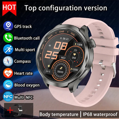 2025 New 1.85" AMOLED Screen GPS Sports Smart Watch Men NFC Compass Heart Rate Waterproof Bluetooth Call Smartwatch For HUAWEI