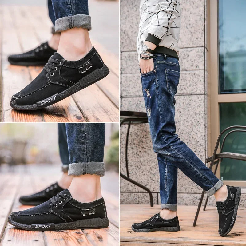 Fashion Men Canvas Shoes Male Summer Casual Denim Shoes Mens Vulcanize Sneakers Slip on Loafers Driving Moccasin Chaussure Homme