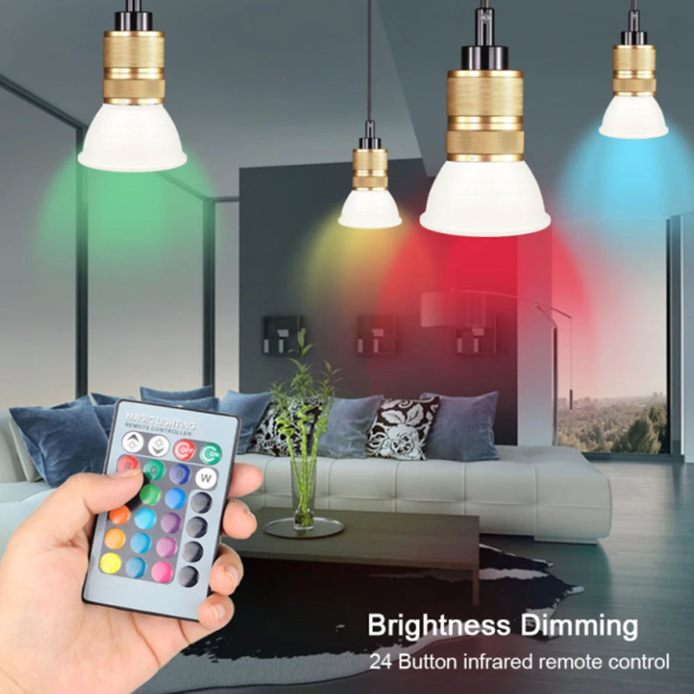 E27 RGB Remote Control Bulb Led Light For Room Smart Bulb Lamp Dimmer Low Power Consumption Energy Save Adjustable Bulb New 2024