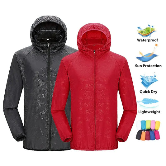 LNGXO Unisex Hiking Jacket Men Women Waterproof Quick Dry Camping Windbreaker Trekking Fishing Rain Coat Outdoor Anti UV Clothes