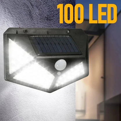 1PC 100LED Sunlight Solar Wall Lamp With Motion Sensor Human Induction Courtyard Waterproof Stairs Outdoor Wall Light for Garden