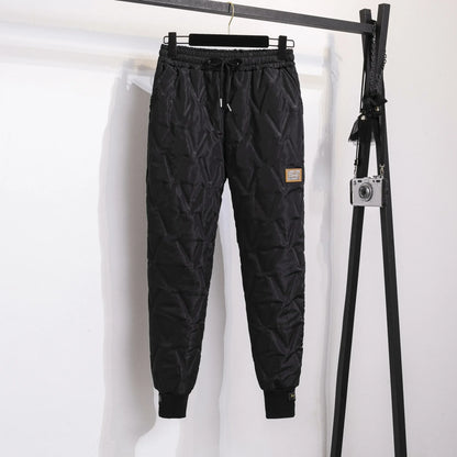 Thickened Warm Harajuku Style Women's Cotton Pants Autumn Winter Loose Fit Fashion Diamond Patterned Outerwear Trousers