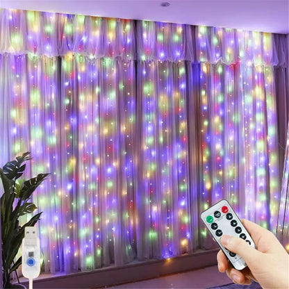 Curtain Light LED Indoor/Outdoor Waterproof 300leds Garland Decoration String Lights Yard Christmas Fairy Garland String Lights