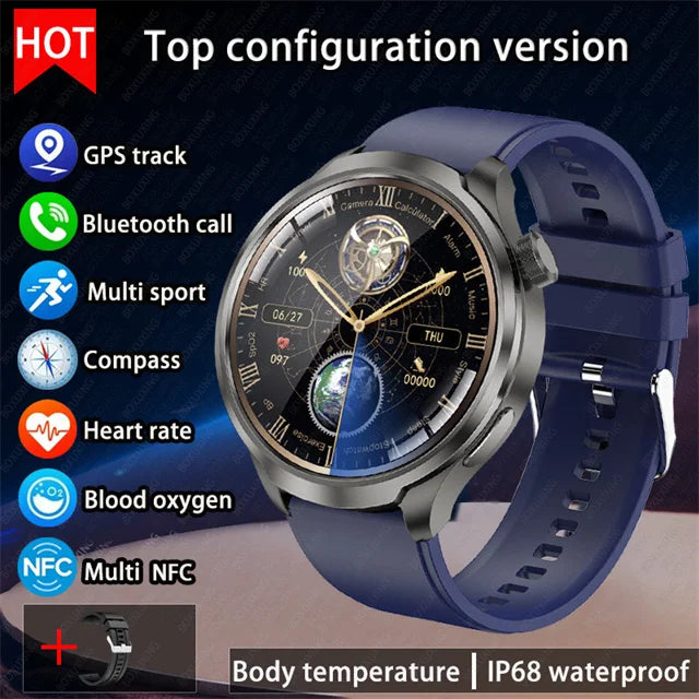 2025 New 1.85" AMOLED Screen GPS Sports Smart Watch Men NFC Compass Heart Rate Waterproof Bluetooth Call Smartwatch For HUAWEI