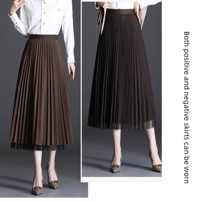 Starry Sky High Waist Double-Sided Wear Drape Autumn and Winter Pleated Skirt