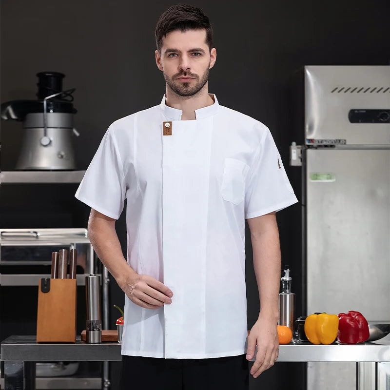 Unisex Chef Jacket Summer Kitchen Shirts Hotel Restaurant Waiter Uniforms Bakery Catering Work Clothes Hotel Cooking Clothes