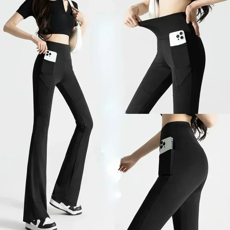 Flare Leggings High Waist Wide Leg Pants Women Gym Sports Yoga Pants Dance Trousers Retro All-match Streetwear Push Up Clothing