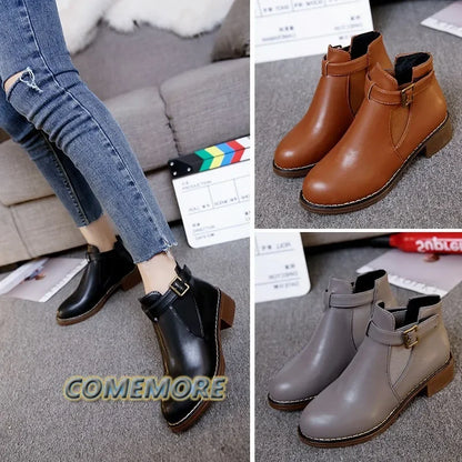 New 2024 Elegant Boots and Ankle Boots for Women Fashion Retro Platform Shoes Woman Autumn Round Toe  Luxury Ladies Shoes Casual