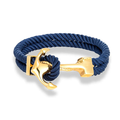 MKENDN Fashion Men Anchor Bracelet Woven Multilayer Survival Rope Bracelets For Women Gold Color Stainless Steel Sailor Buckle