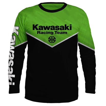 Kawasaki Motorcycle Racing Team Men T-shirt Long Sleeve Spring Autumn Women Tee Shirts 2024 New Sports Children Clothes Tops