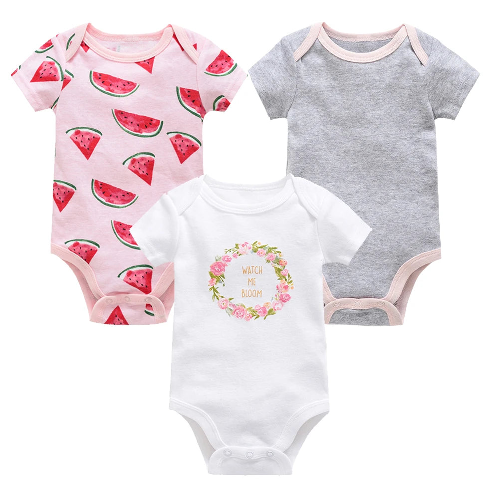 3/6 pcs a lot Baby Girls Clothes  pour nouveaux Cotton Short Sleeve Girl Bodysuit 0-12 Months Newborn Boys Clothing Toddler