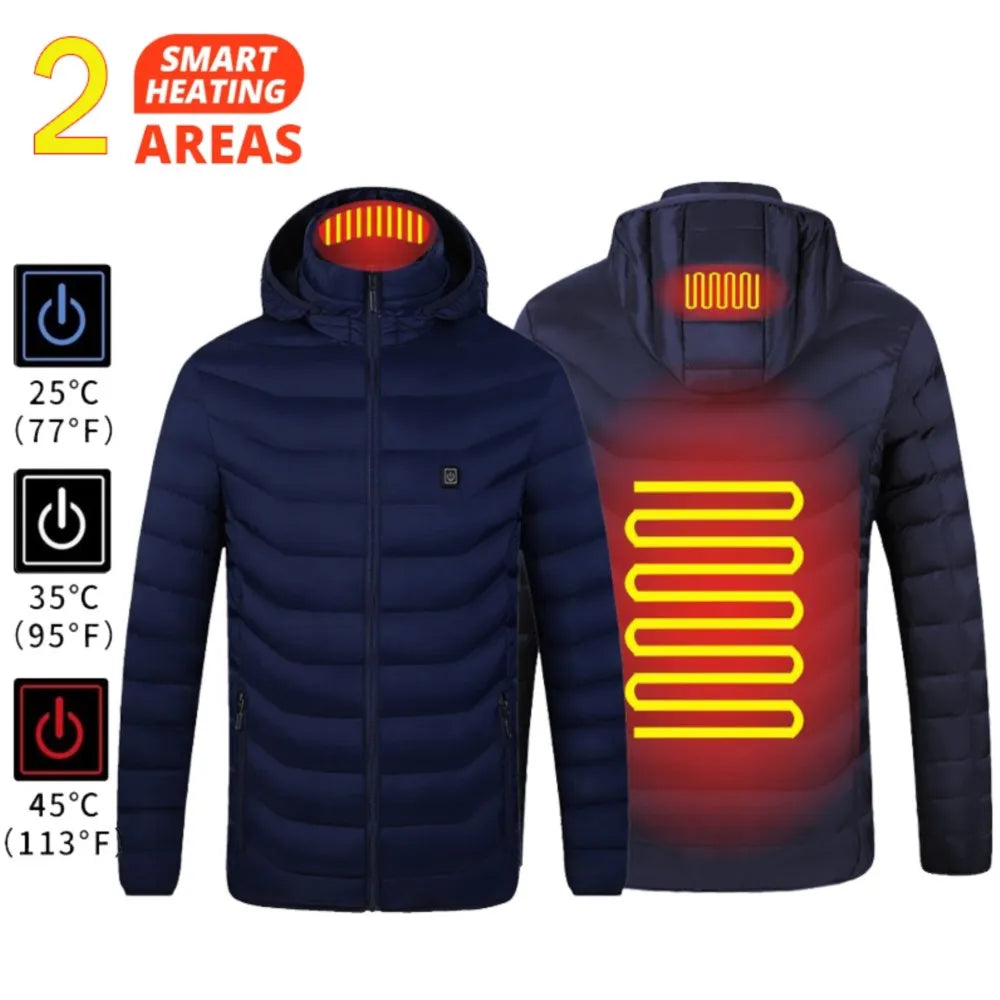 21 Areas Heated Jacket Men Warm Vest USB Self Heating Jacket Women Heated Coat Ski Camping Hiking Winter Cotton Clothes Washed