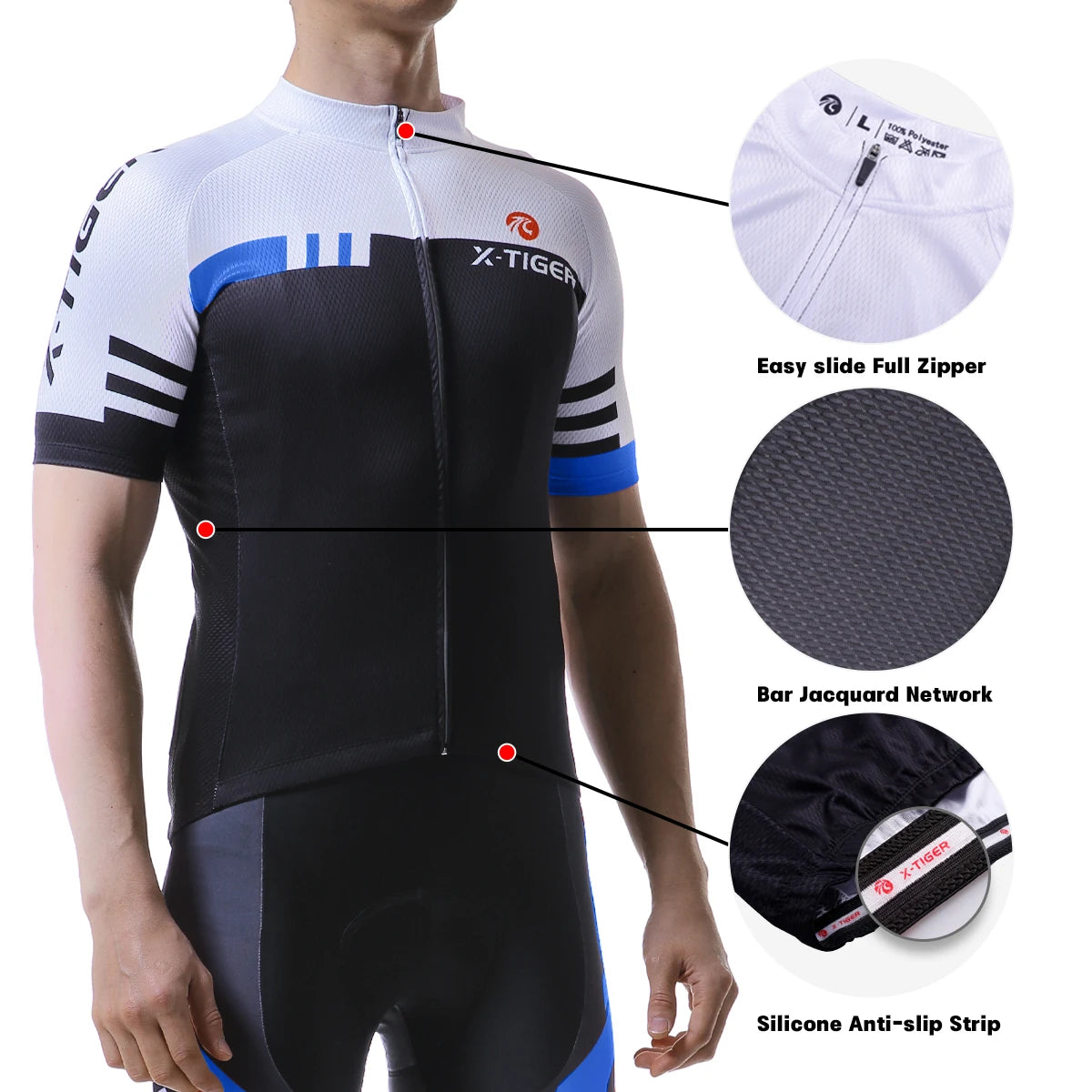 X-TIGER Cycling Jersey Set Men's Cycling Set Summer Outdoor Sport Bicycle Wear Clothing Breathable Bike Clothes MTB Cycling Suit