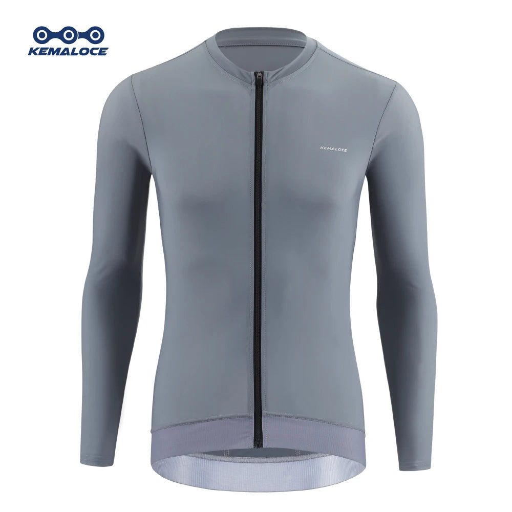 KEMALOCE Cycling Jersey Men Long Sleeve 2025 Autumn&Spring Black&Purple&Grey Reflective Breathable High End Bicycle Bike Jersey