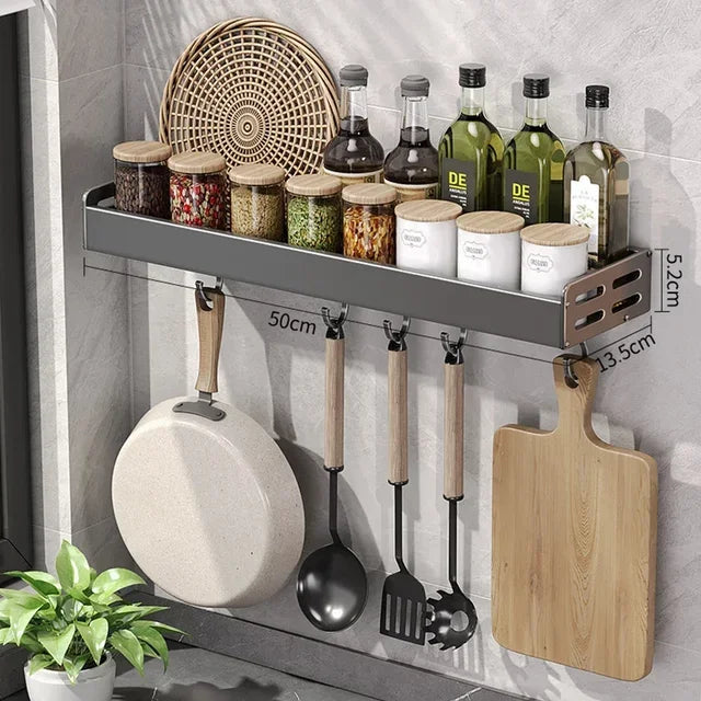 Wall-Mounted Kitchen Spice Storage Rack Condiment Rack Multifunctional Household Utensil Rack Kitchen Hanging Organizers