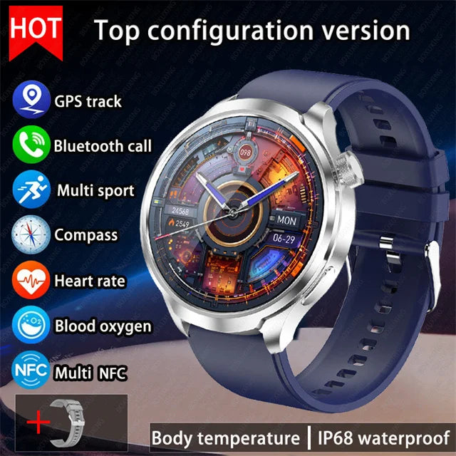 2025 New 1.85" AMOLED Screen GPS Sports Smart Watch Men NFC Compass Heart Rate Waterproof Bluetooth Call Smartwatch For HUAWEI