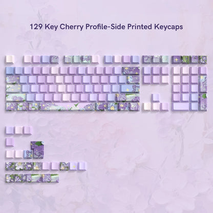 135 Keys Wood Grain Shine Through Keycaps Dye Sub Side Print PBT Keycaps Cherry Profile for Cherry Gateron MX Switch Keyboard