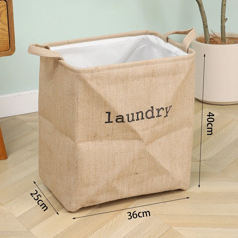 Jute Cloth Art Dirty Clothes Collection Basket Light Luxury Home Bathroom Foldable Laundry Basket Large Capacity Storage