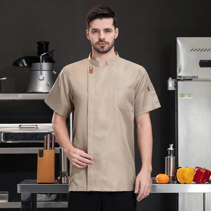 Unisex Chef Jacket Summer Kitchen Shirts Hotel Restaurant Waiter Uniforms Bakery Catering Work Clothes Hotel Cooking Clothes