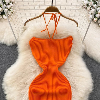 YuooMuoo Women Dress 2024 New Summer Fashion Sexy Package Hips High Split Knitted Bodycon Party Dress Vacation Beach Vestidos