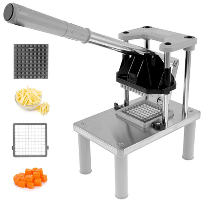 Manual Fries Machine Commercial Vegetable Fruit Chopper Dicer with 2 Replacement Blades Stainless Steel French Fry Cutter