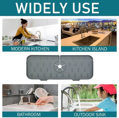 Kitchen Silicone Faucet Absorbent Mat Sink Splash Catcher Countertop Protector Mat Draining Pad for Bathroom Kitchen Gadgets