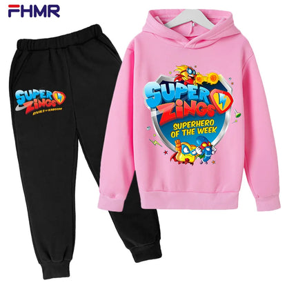 Super zings 4-14Y Kids Boys Hoodies+Pants Sets New Autumn Baby Tops Clothing Toddler Casual Sweatshirt Suit Children Clothes